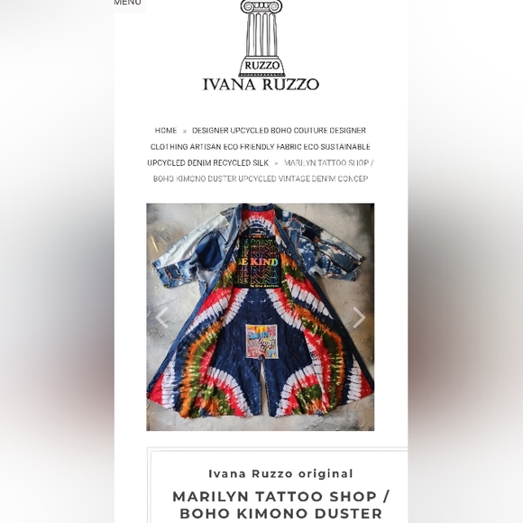 Bohemian Kimono Upcycled Vintage Denim Concept Tattoo Marilyn Monroe Patchwork - Picture 14 of 16